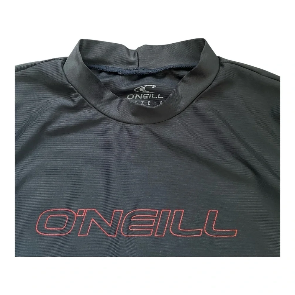 O'Neill activewear swim shirt Boys 6 slim fit black logo monk neck line